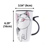 Thumbnail for Cute Cat Ceramic Mug with Cover Lid