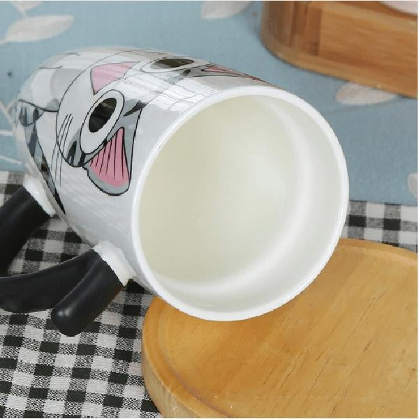 Cute Cat Ceramic Mug with Cover Lid