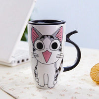 Thumbnail for Cute Cat Ceramic Mug with Cover Lid