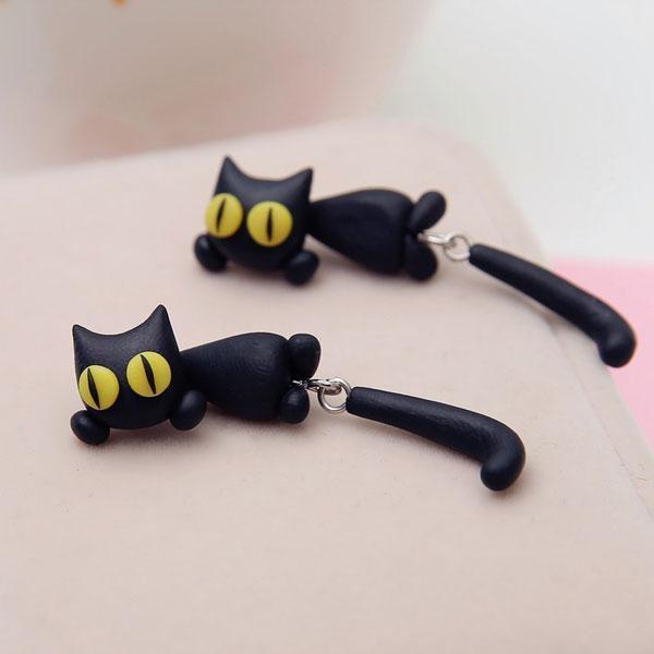 Cute Hanging Cat Earrings