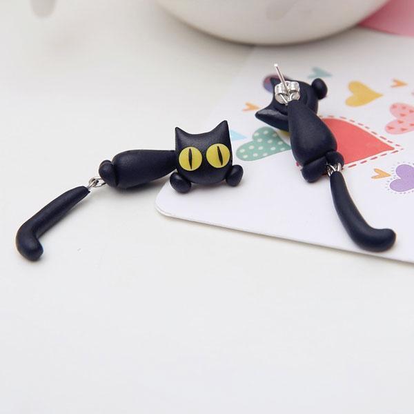 Cute Hanging Cat Earrings