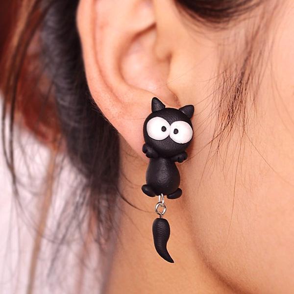 Cute Hanging Cat Earrings