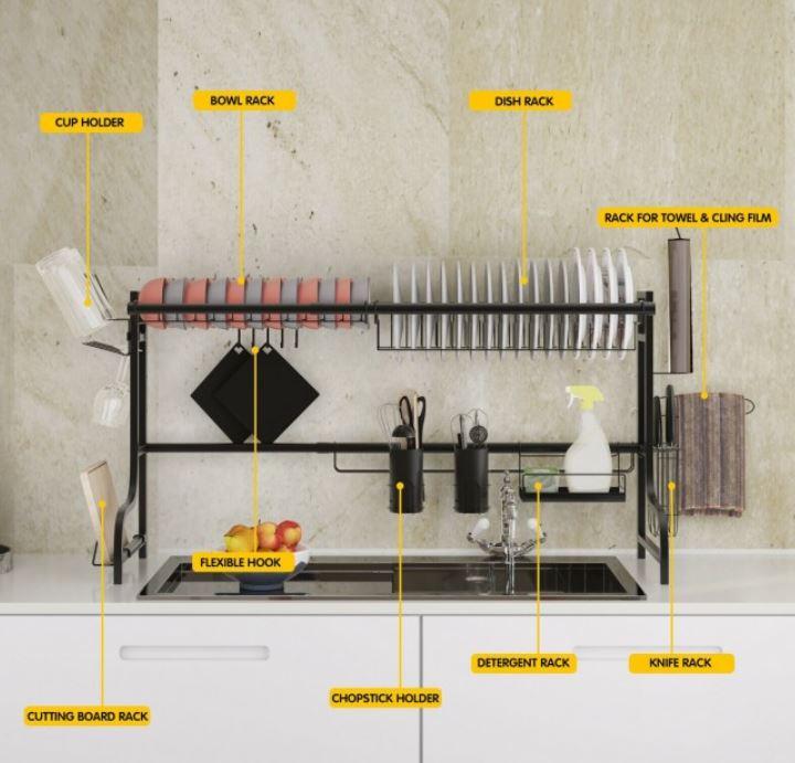 HOME & GARDEN™ ADJUSTABLE DISH DRAINER KITCHEN ORGANIZER