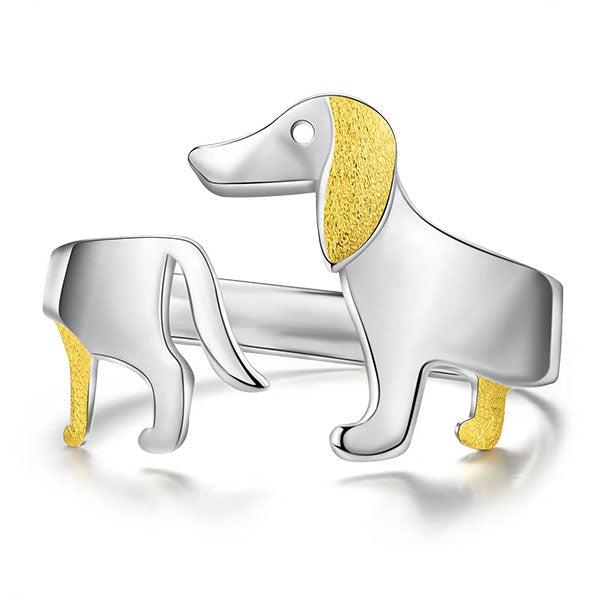 Dachshund Dog 925 Silver Adjustable Ring