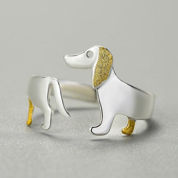 Dachshund Dog 925 Silver Adjustable Ring