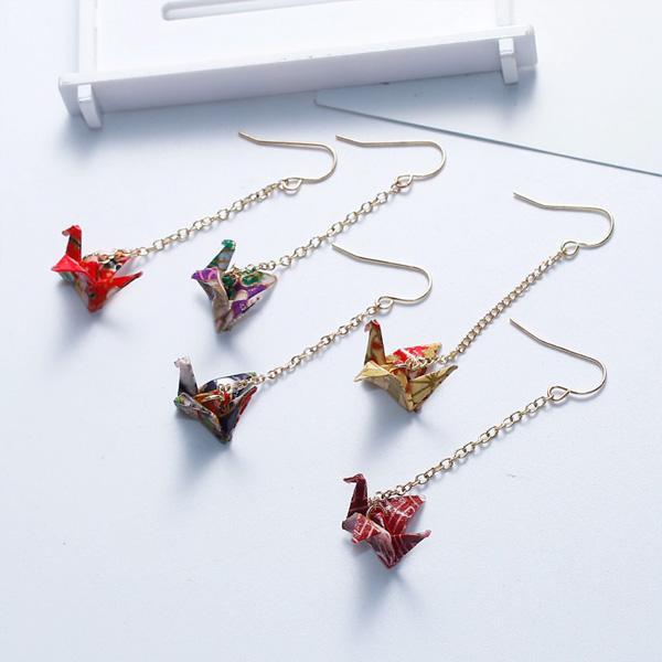 Dangling Origami Crane Earrings
