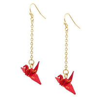 Thumbnail for Dangling Origami Crane Earrings