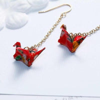 Thumbnail for Dangling Origami Crane Earrings