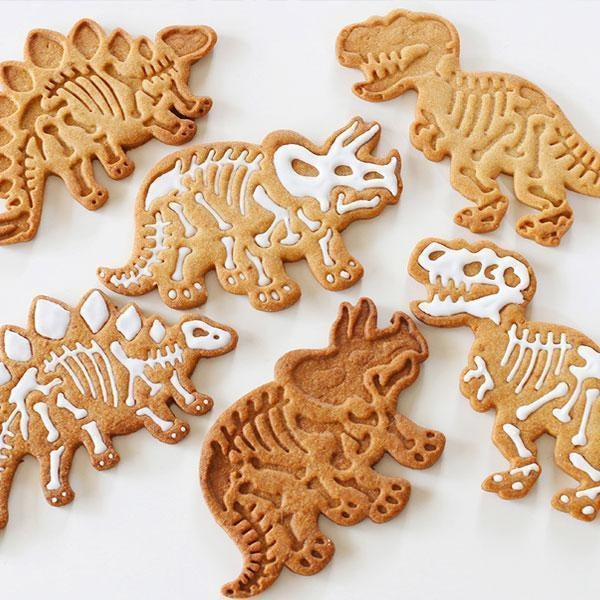 Dinosaur Fossil Cookie Cutters and Skeleton Stampers (Set of 6)