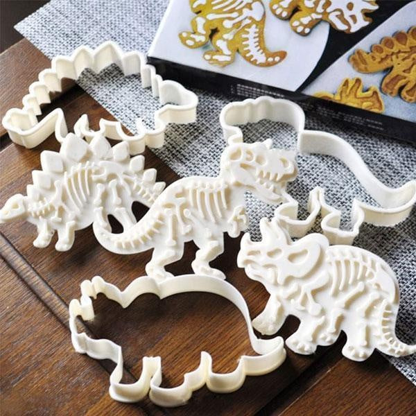 Dinosaur Fossil Cookie Cutters and Skeleton Stampers (Set of 6)