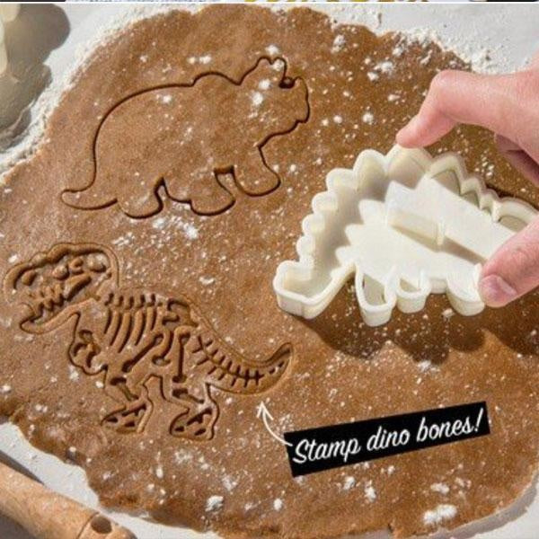 Dinosaur Fossil Cookie Cutters and Skeleton Stampers (Set of 6)