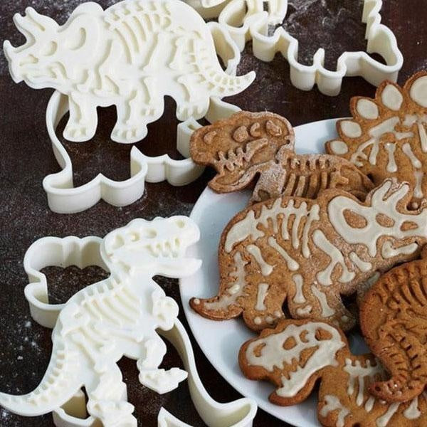 Dinosaur Fossil Cookie Cutters and Skeleton Stampers (Set of 6)