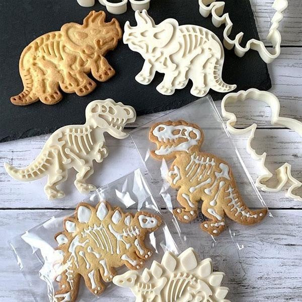 Dinosaur Fossil Cookie Cutters and Skeleton Stampers (Set of 6)