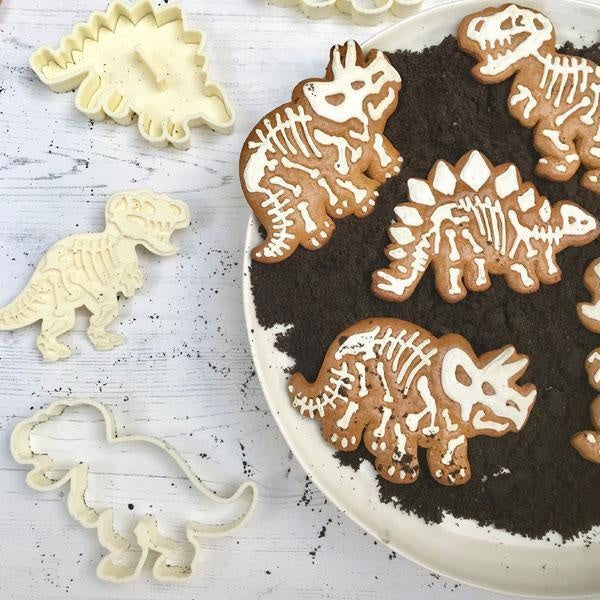 Dinosaur Fossil Cookie Cutters and Skeleton Stampers (Set of 6)