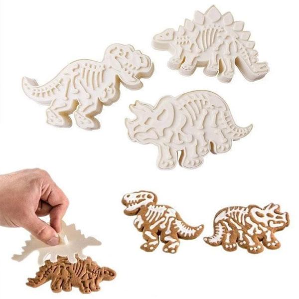 Dinosaur Fossil Cookie Cutters and Skeleton Stampers (Set of 6)