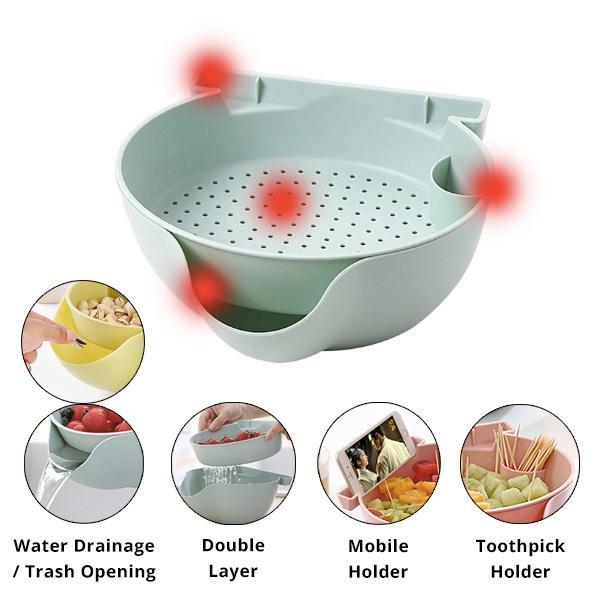 Double Dish Snack Bowl with Mobile Holder