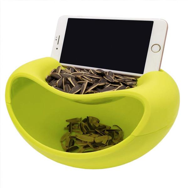 Double Dish Snack Bowl with Mobile Holder