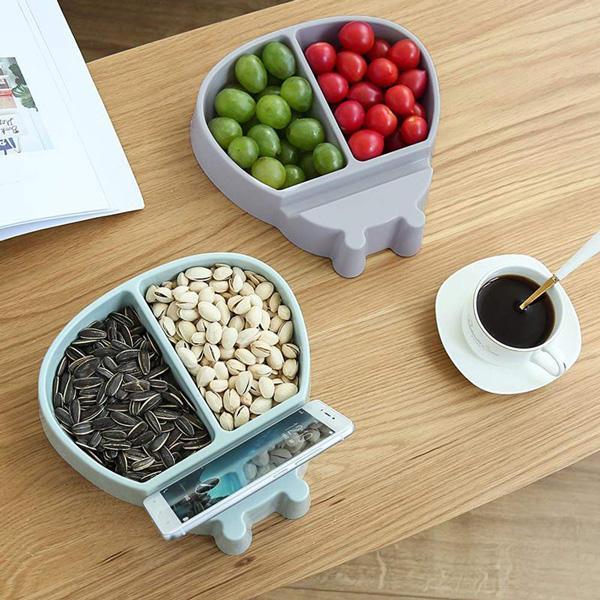 Double Dish Snack Bowl with Mobile Holder