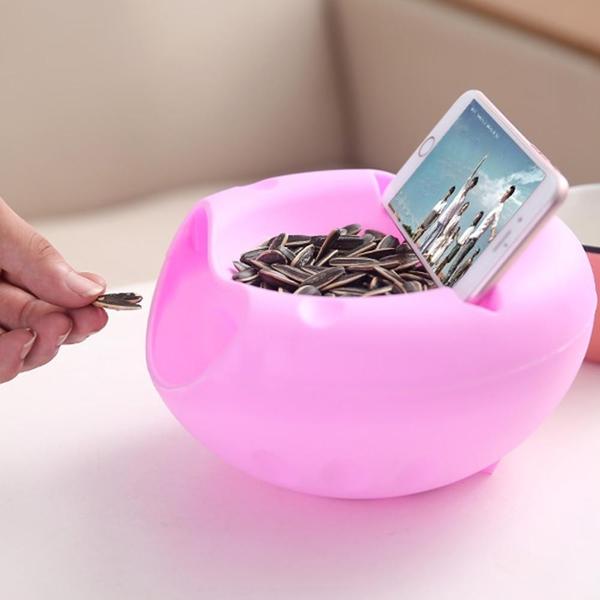 Double Dish Snack Bowl with Mobile Holder