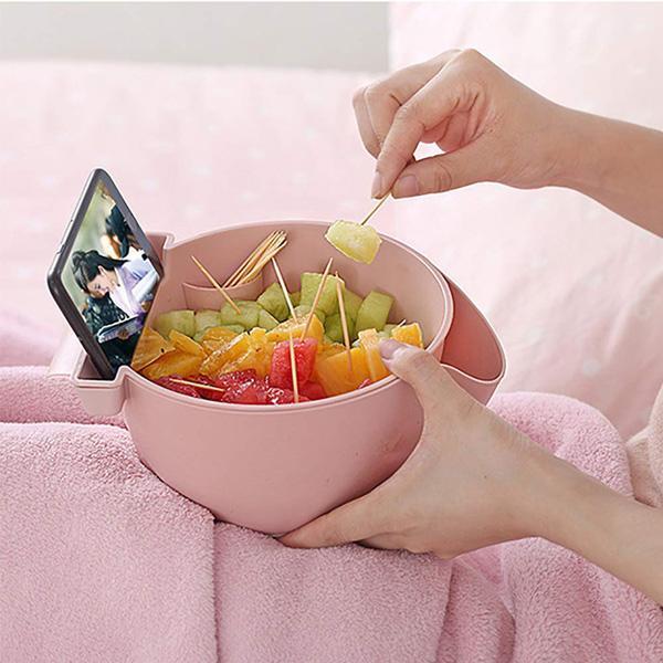 Double Dish Snack Bowl with Mobile Holder