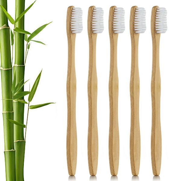 Eco-Friendly Natural Wooden Bamboo Toothbrush (Set of 5)