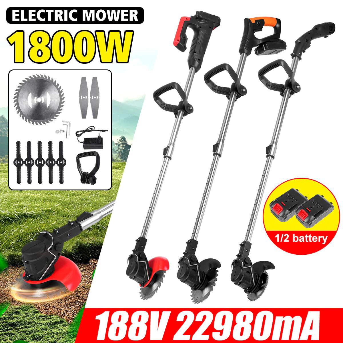 Electric Grass Trimmer Cordless Lawn Mower