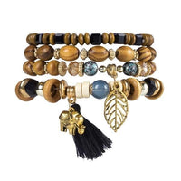 Thumbnail for Elephant Wooden Beads Bracelet (Set of 4)