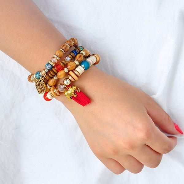 Elephant Wooden Beads Bracelet (Set of 4)