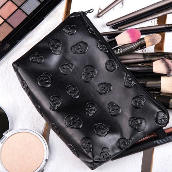 Embossed Skull Makeup Pouch