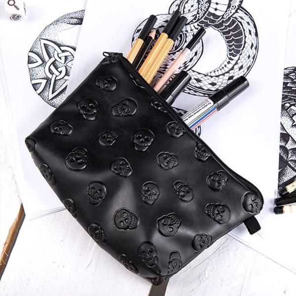 Embossed Skull Makeup Pouch