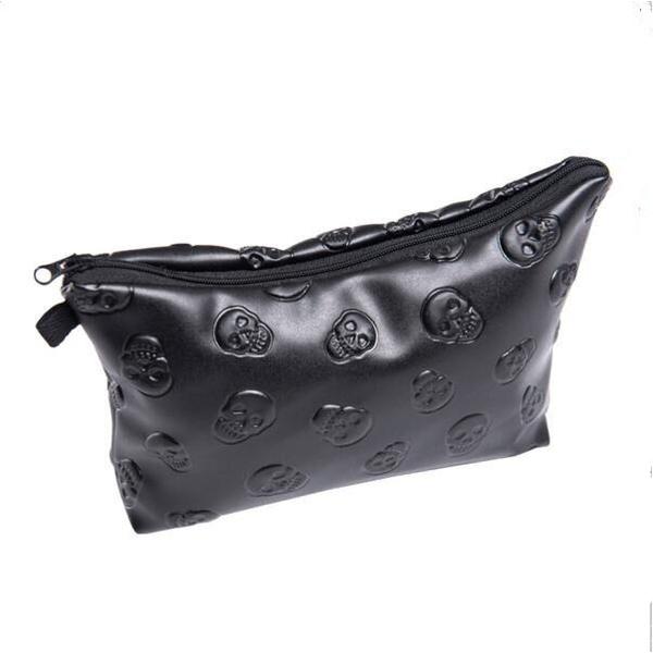 Embossed Skull Makeup Pouch