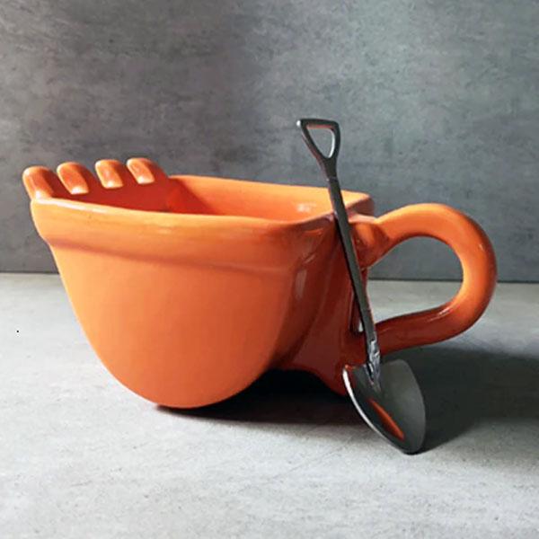 Excavator Bucket Mug With Shovel Spoon