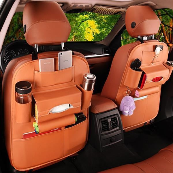 Faux Leather Car Back Seat Organizer