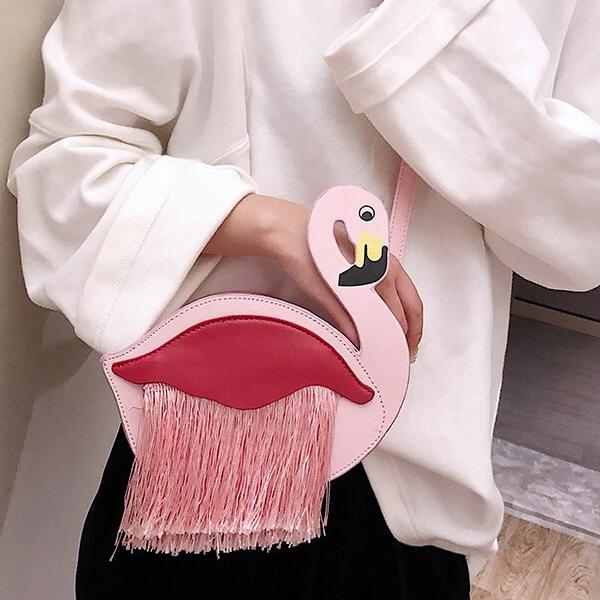 Flamingo Tassel Crossbody Bag