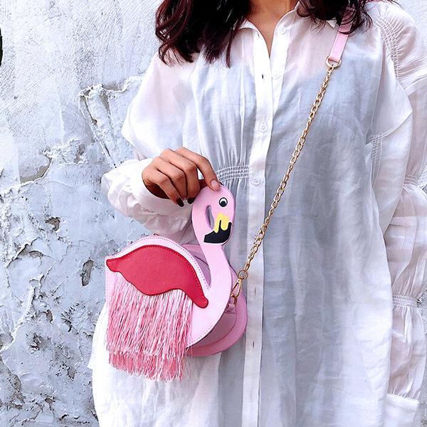 Flamingo Tassel Crossbody Bag
