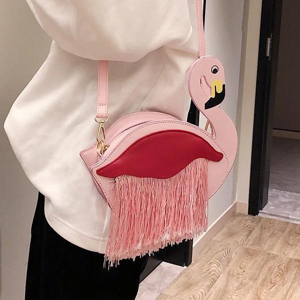 Flamingo Tassel Crossbody Bag