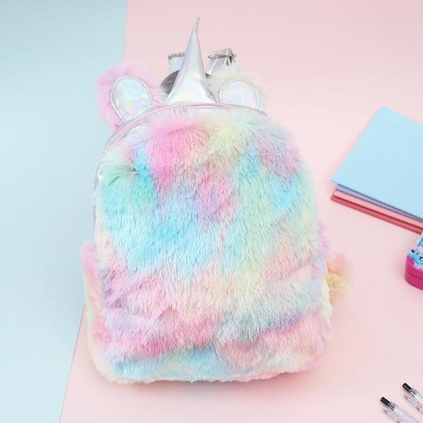 Fluffy Rainbow Unicorn Backpack