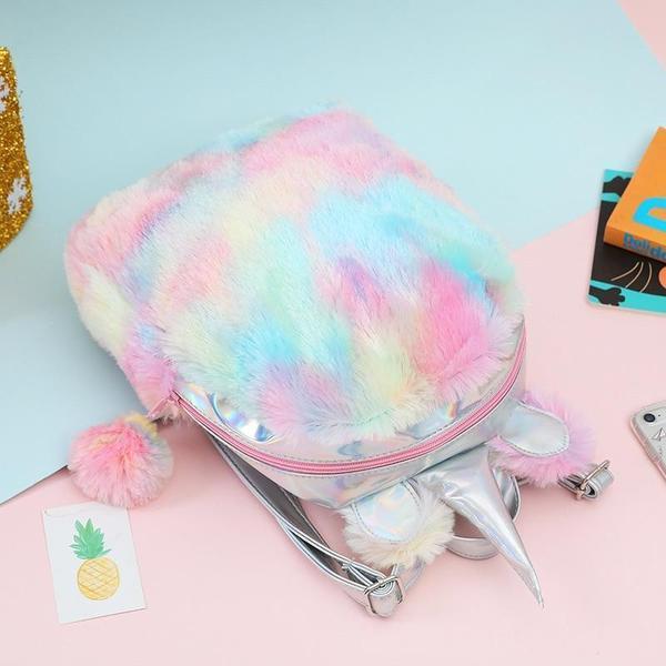 Fluffy Rainbow Unicorn Backpack