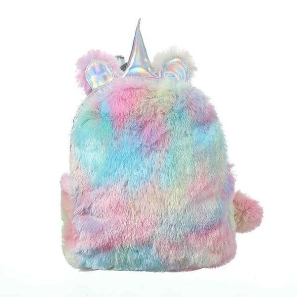 Fluffy Rainbow Unicorn Backpack