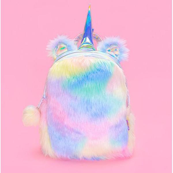 Fluffy Rainbow Unicorn Backpack