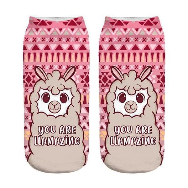 Funny Inspirational Quote Llama Alpaca Ankle Socks