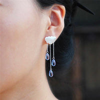 Thumbnail for Gemstone Raindrop Cloud Earrings (Various Gems)