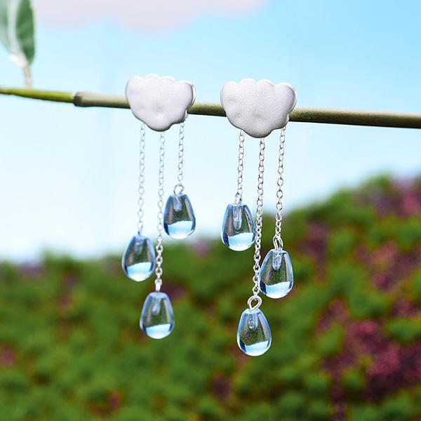 Gemstone Raindrop Cloud Earrings (Various Gems)