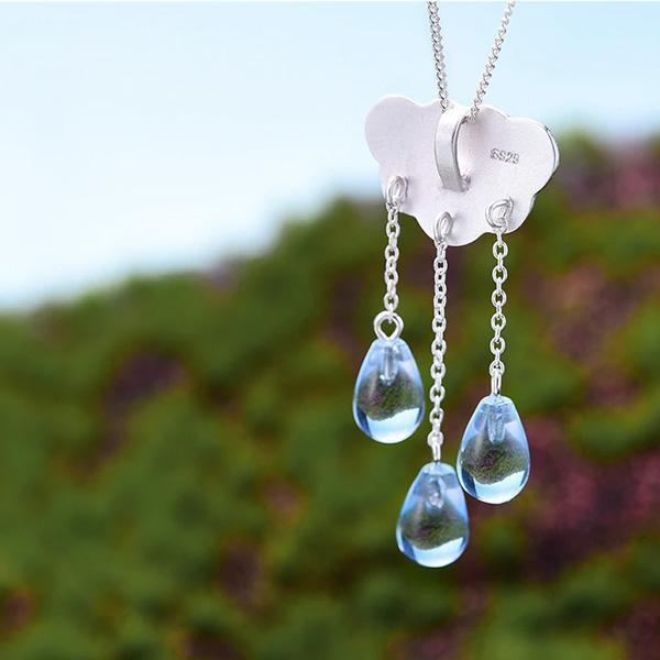 Gemstone Raindrop Cloud Necklace (Various Gems)