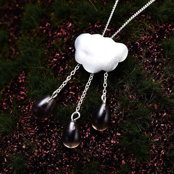 Gemstone Raindrop Cloud Necklace (Various Gems)