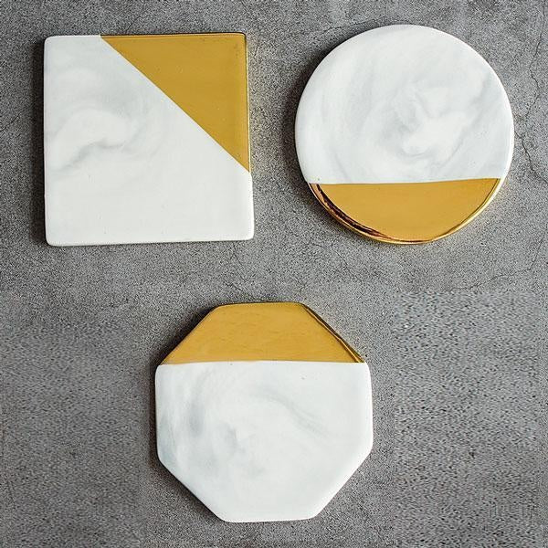 Gold Plated Marble Coasters