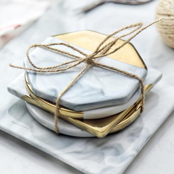 Gold Plated Marble Coasters