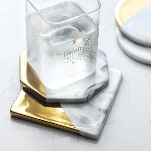 Gold Plated Marble Coasters