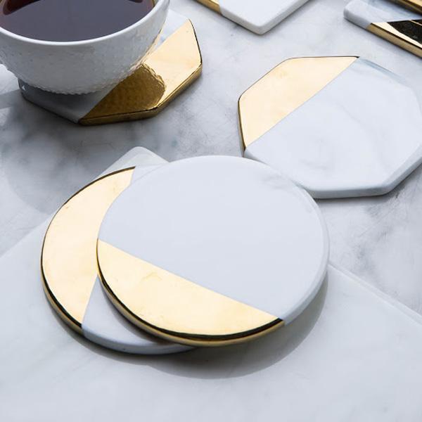 Gold Plated Marble Coasters