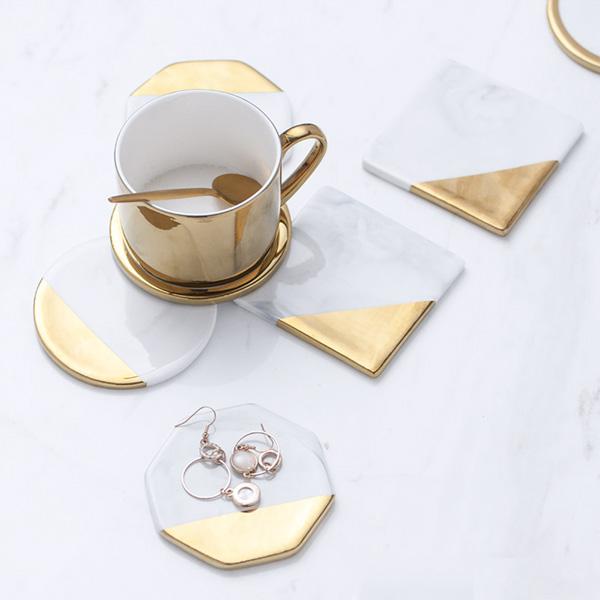 Gold Plated Marble Coasters